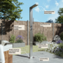 Chrome Thermostatic Mixer Outdoor Shower with Pencil Hand Shower 2 Outlets - Suva