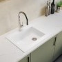 Single Bowl Inset White Composite Kitchen Sink with Reversible Drainer - Essence Amelia