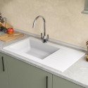 BeBa_28567 Single Bowl Inset White Composite Kitchen Sink with Reversible Drainer - Essence Amelia