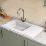 Single Bowl Inset White Composite Kitchen Sink with Reversible Drainer - Essence Amelia