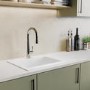 Single Bowl Inset White Composite Kitchen Sink with Reversible Drainer - Essence Amelia