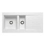 ONLY OPENED - 1.5 Bowl White Composite Kitchen Sink with Reversible Drainer - Essence Amelia