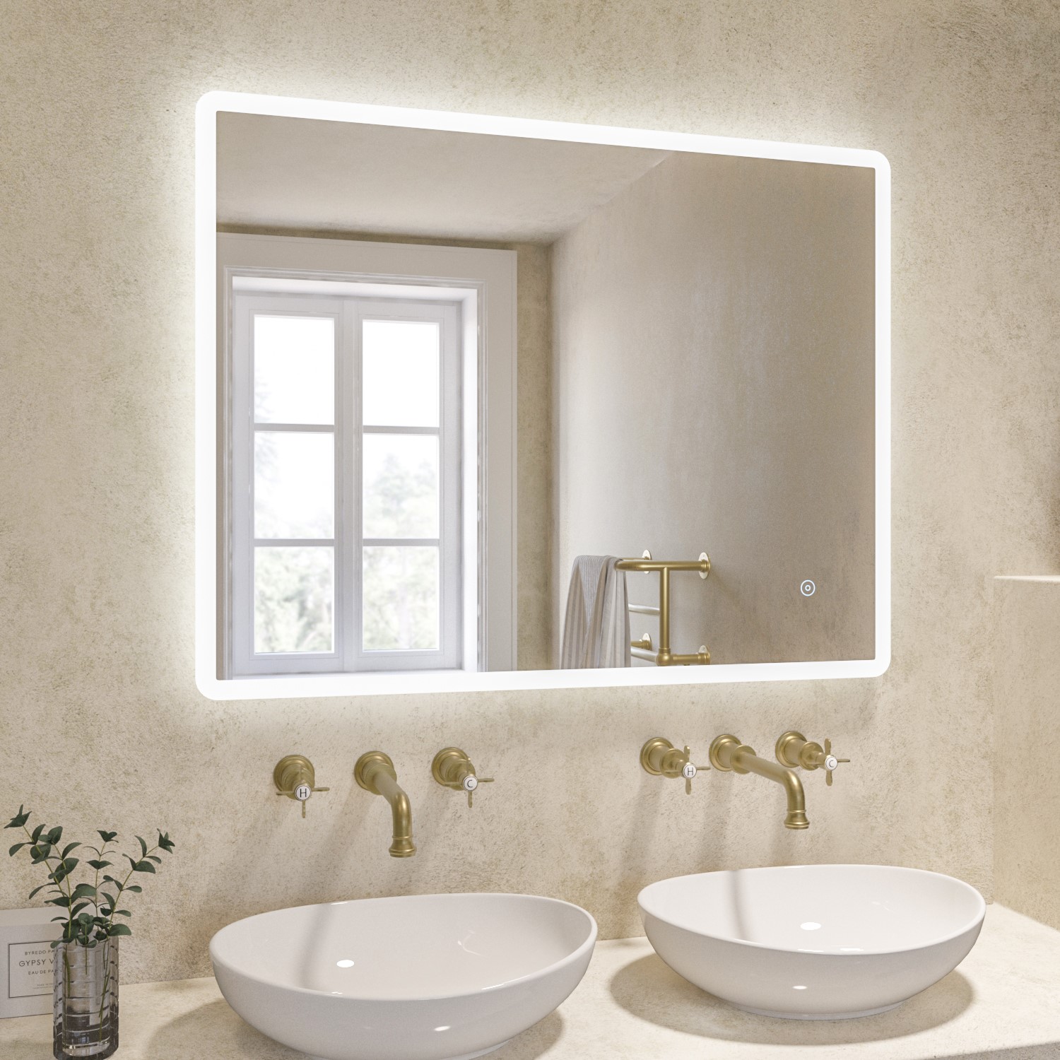 Photos - Bathroom Mirror Ariel Rectangular Heated  with Lights 900 x 700mm -  Silver BeBa28624 
