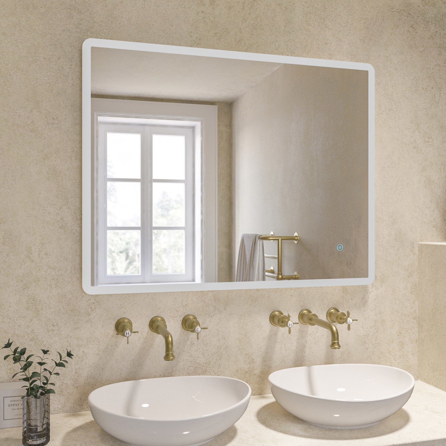 Gold illuminated deals bathroom mirror