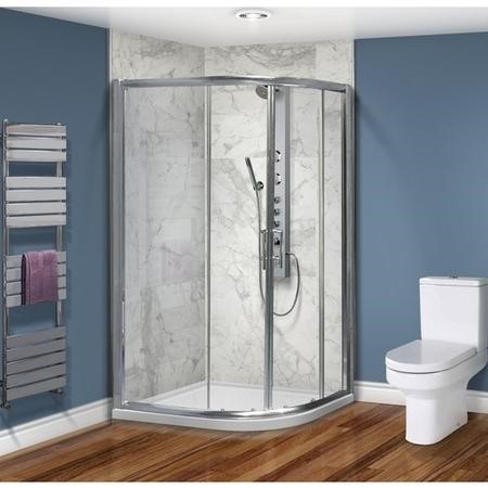 Offset Sliding Door Quadrant Enclosure 900 X 760mm 6mm Glass Aquafloe Range Better Bathrooms