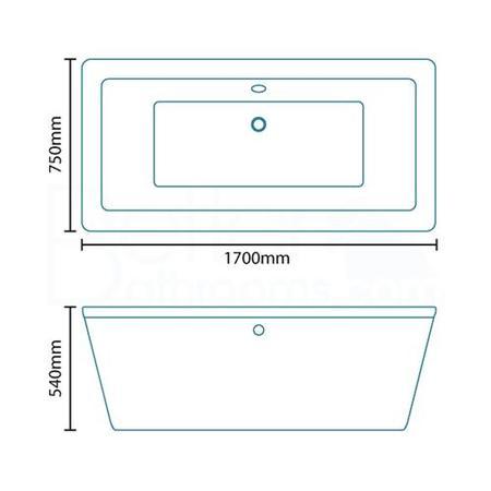 Cube 1700 x 750 Freestanding Bath
