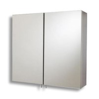 600mm Wall Hung Mirrored Cabinet - Stainless Steel Double Door Unit