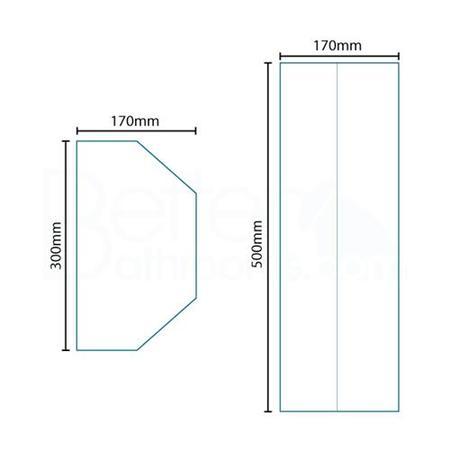 500mm Wall Hung Mirrored Corner Cabinet - Single Door Stainless Steel