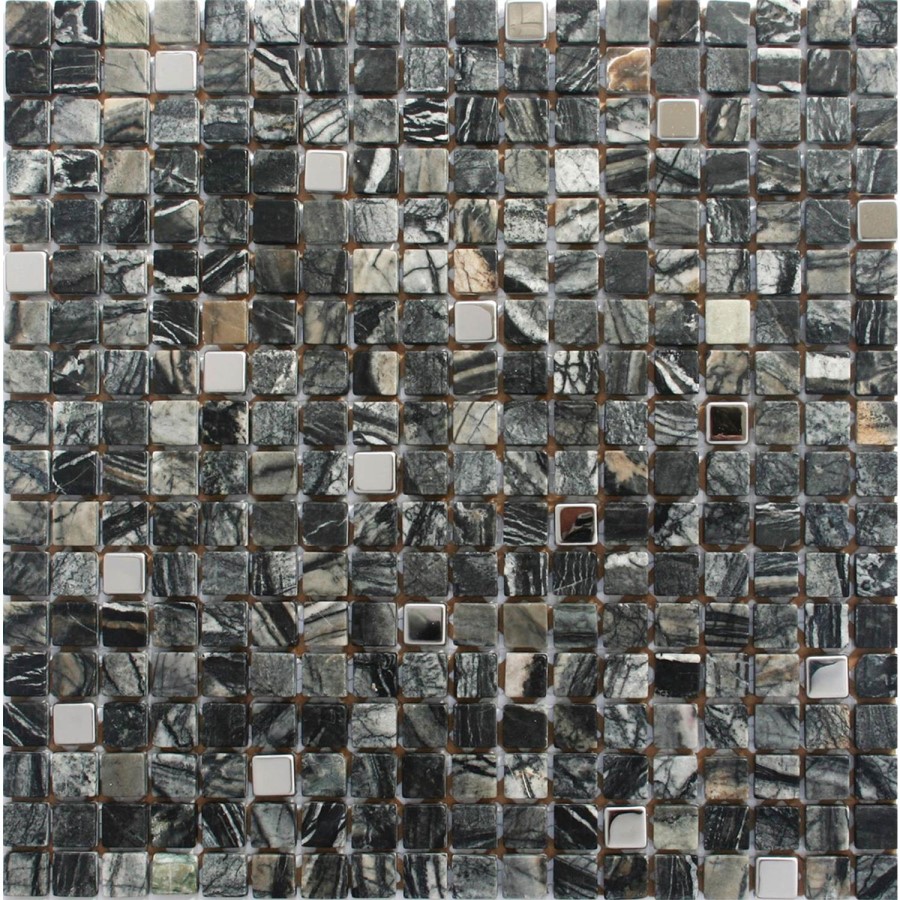 Marble Black and Metal Wall Mosaic