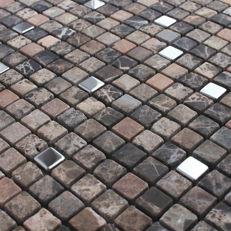 Marble Brown & Metal Wall Mosaic