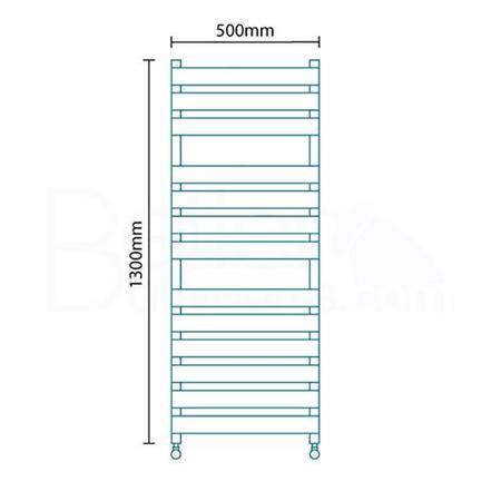 Beta Heat 1300 x 500mm Flat Chrome Heated Towel Rail