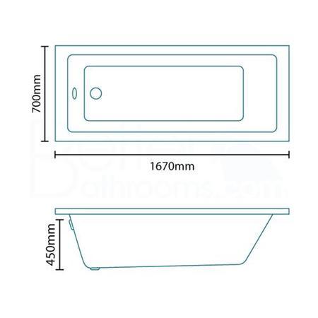 Quatro 1670 x 700 6 Jet Whirlpool Bath