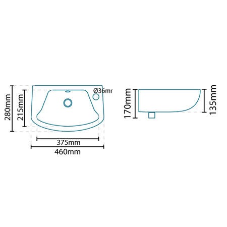 GRADE A1 - Cosmo 460mm Wallhung Cloakroom Basin
