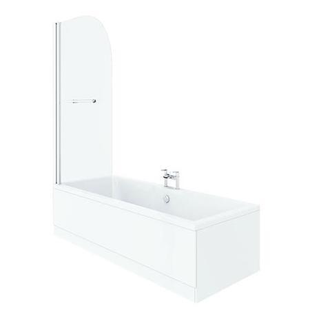 Curved Hinged Bath Shower Screen H1435 x W770mm with Towel Rail