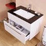 750mm Wall Hung Vanity Basin Unit - Single Drawer - White with Black Worktop - Eden Range