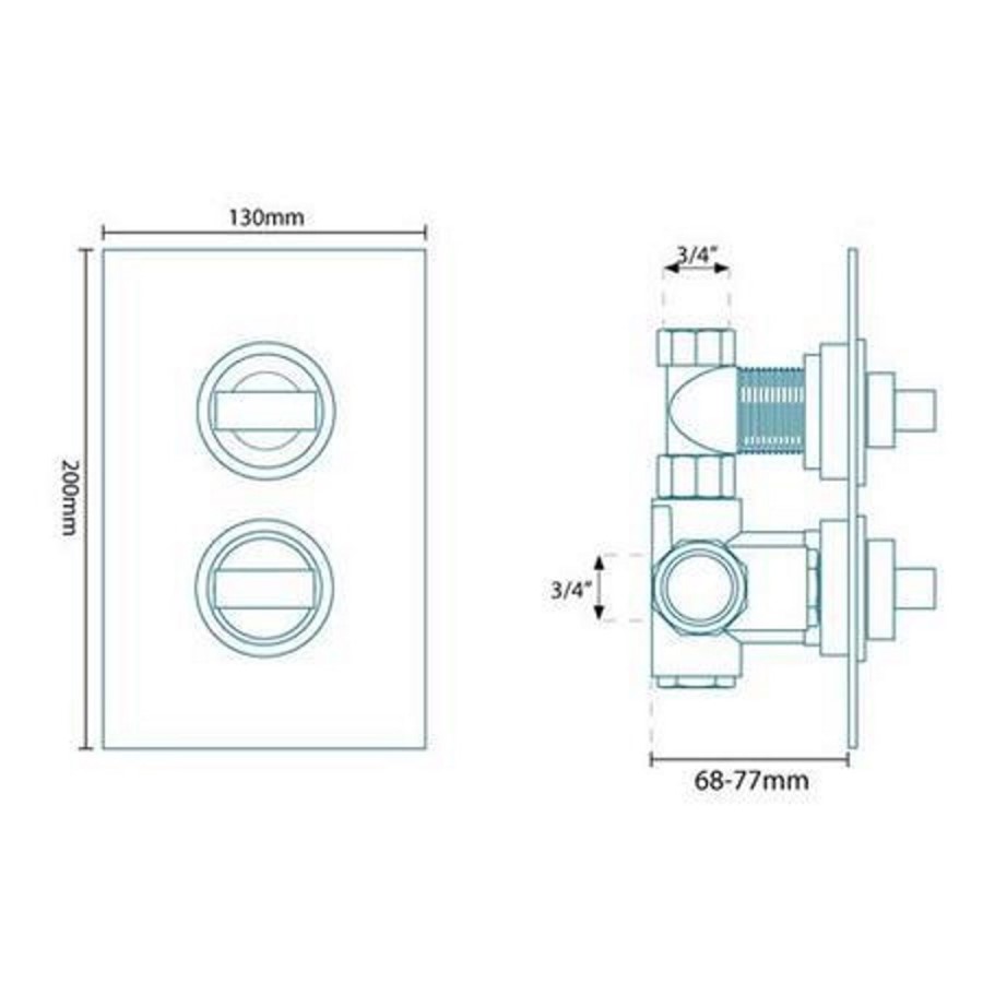 Concealed Dual Control Thermostatic Shower Valve - Geo Range