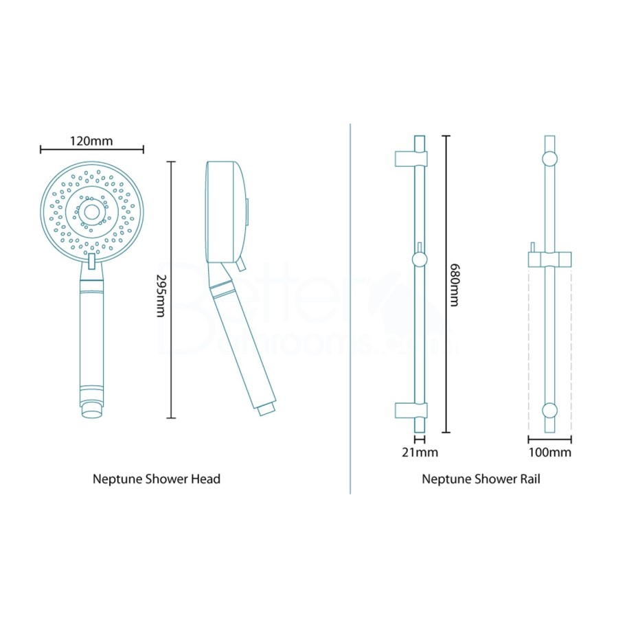 Neptune Multi Function Slide Shower Rail Kit