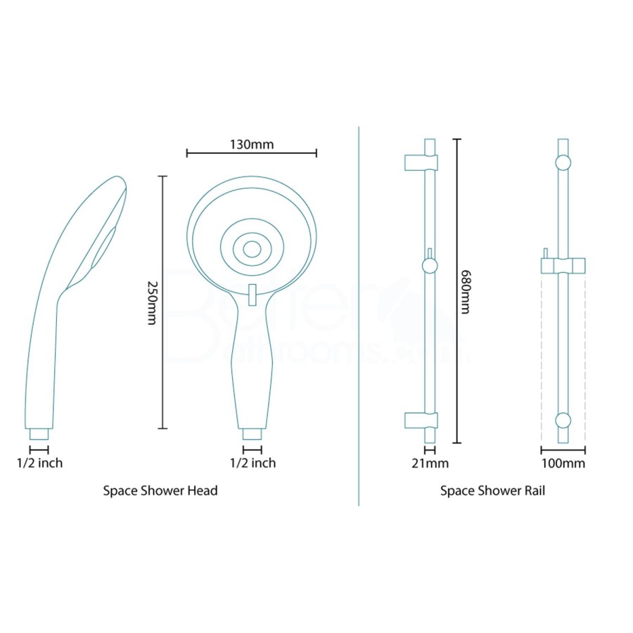 Space Multi Function Slide Shower Rail Kit