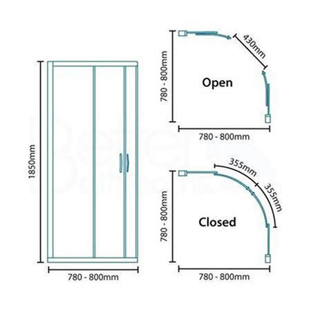 800 x 800mm Quadrant Sliding Shower Enclosure 4mm Glass - Aqualine