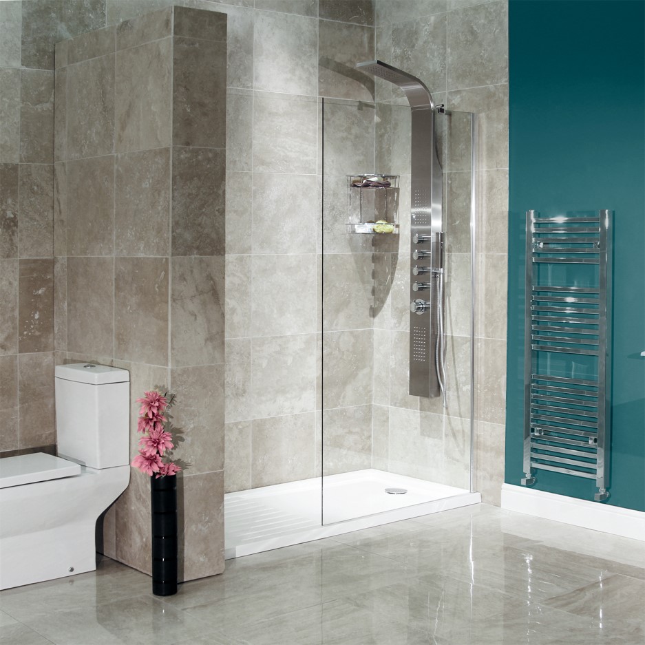 1850 x 800mm WalkIn Glass Shower Screen 8mm Glass Aquafloe Elite