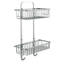Large Rectangular Double Basket Wall Mounted Chrome