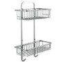 Large Rectangular Double Basket Wall Mounted Chrome