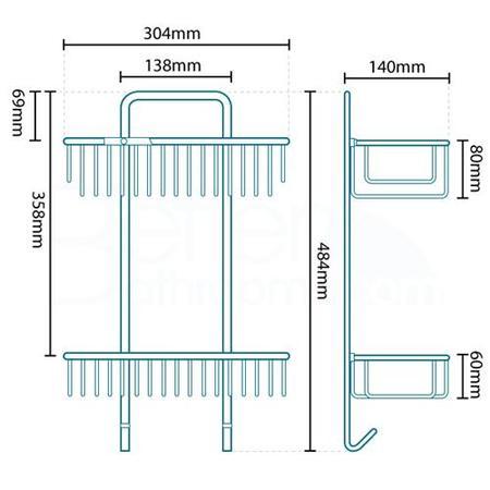 Large Rectangular Double Basket Wall Mounted Chrome