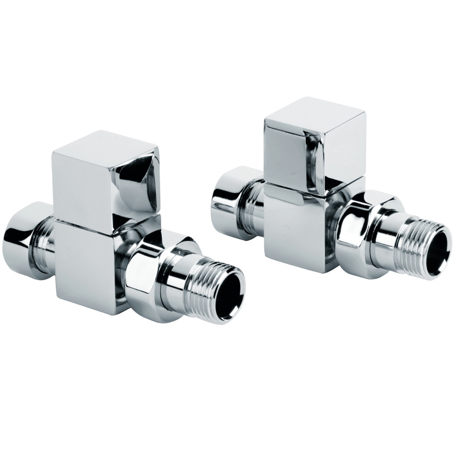 Deluxe Square Straight Chrome Radiator Valves - Better Bathrooms