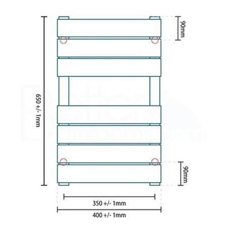Lorenzo Beta Heat 650 x 400mm Flat Chrome Heated Towel Rail