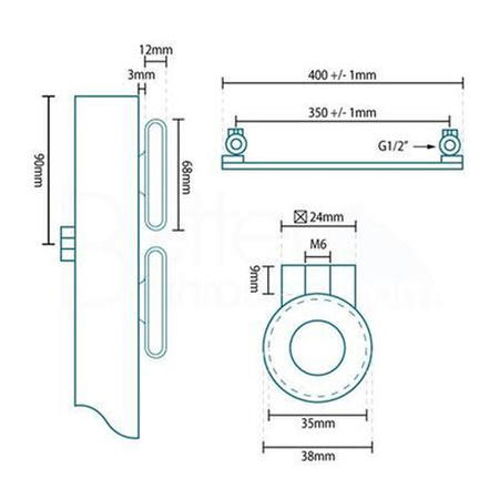 Lorenzo Beta Heat 650 x 400mm Flat Chrome Heated Towel Rail