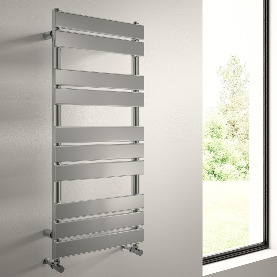 Lorenzo Beta Heat 1000 x 450mm Flat Chrome Heated Towel Rail