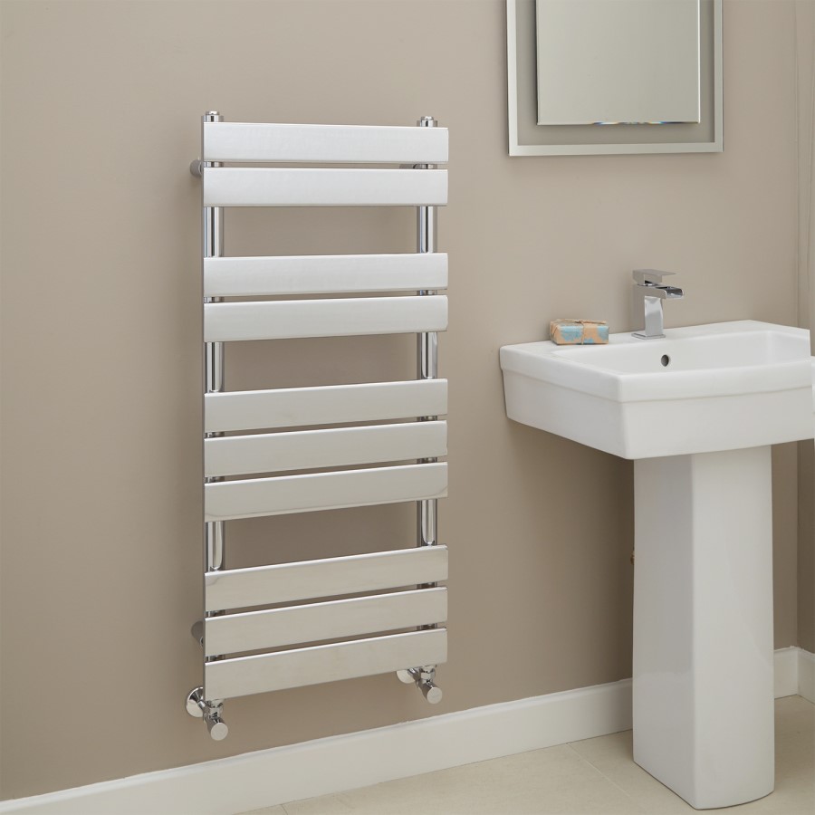 Lorenzo Beta Heat 1000 x 450mm Flat Chrome Heated Towel Rail