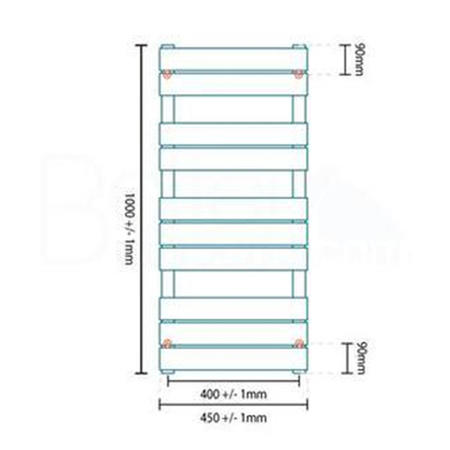 Lorenzo Beta Heat 1000 x 450mm Flat Chrome Heated Towel Rail