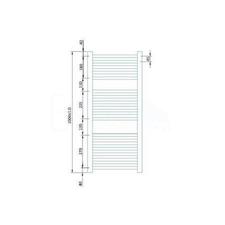 1000 x 450mm Square Chrome Heated Towel Rail - Beta Heat Range