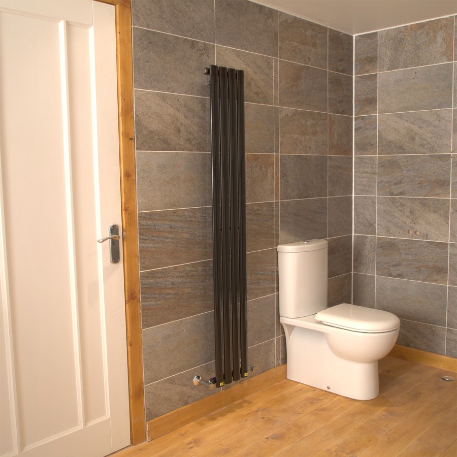 Nevada Beta Heat 1600 x 240mm Single Oval Panel Anthracite Vertical Radiator