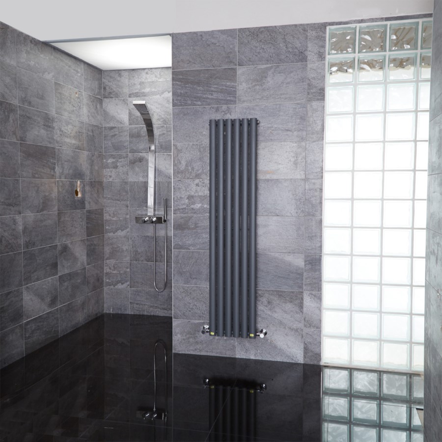 Nevada Beta Heat 1600 x 360mm Single Oval Panel Anthracite Vertical Radiator