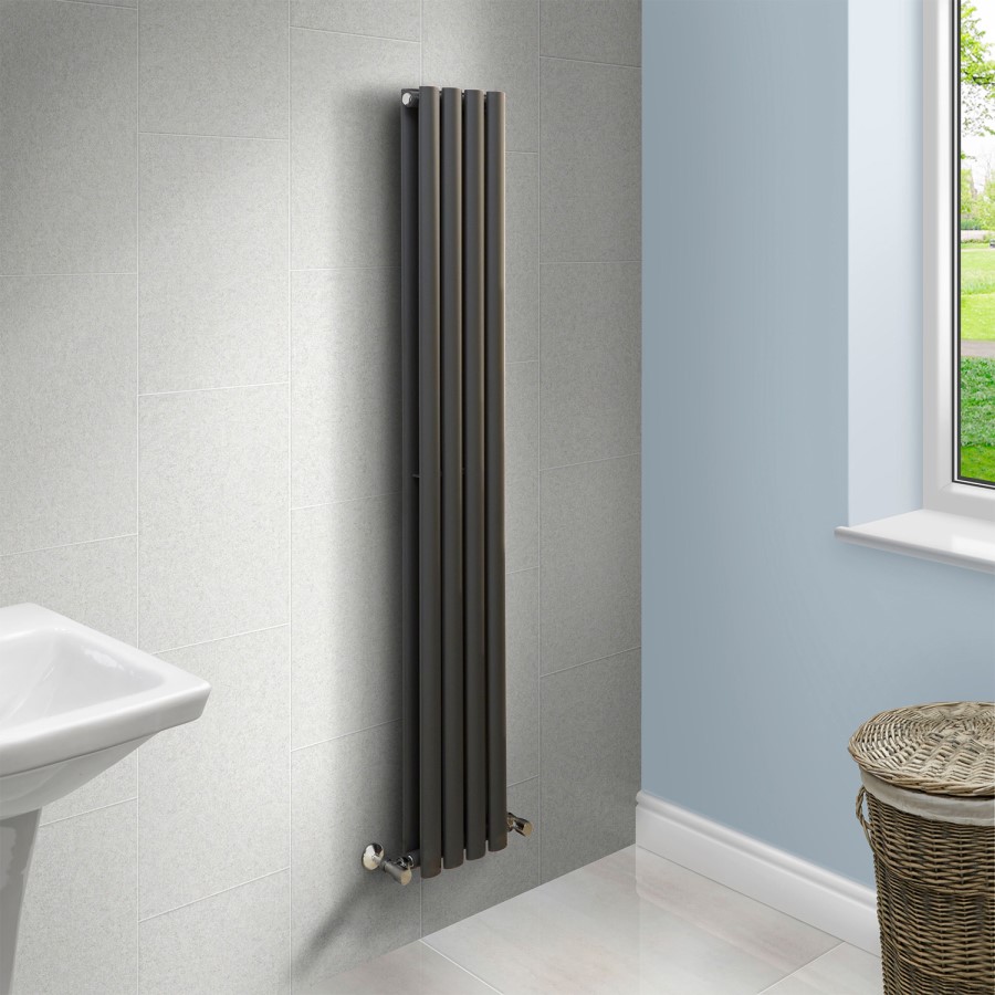 Nevada Beta Heat 1600 x 240mm Double Oval Panel Anthracite Vertical Radiator