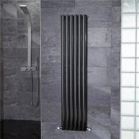 Nevada Beta Heat 1600 x 360mm Single Oval Panel Black Vertical Radiator