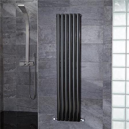 Nevada Beta Heat 1600 x 360mm Single Oval Panel Black Vertical Radiator