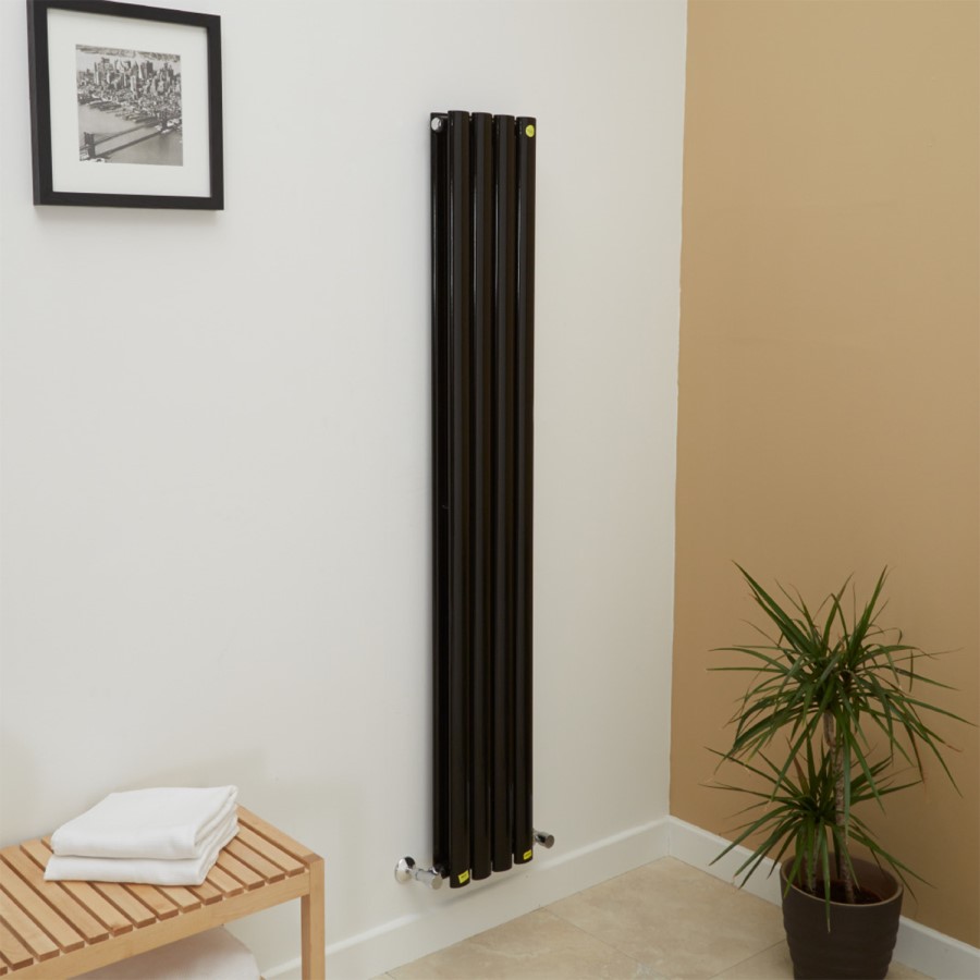 Nevada Beta Heat 1600 x 240mm Double Oval Panel Black Vertical Radiator
