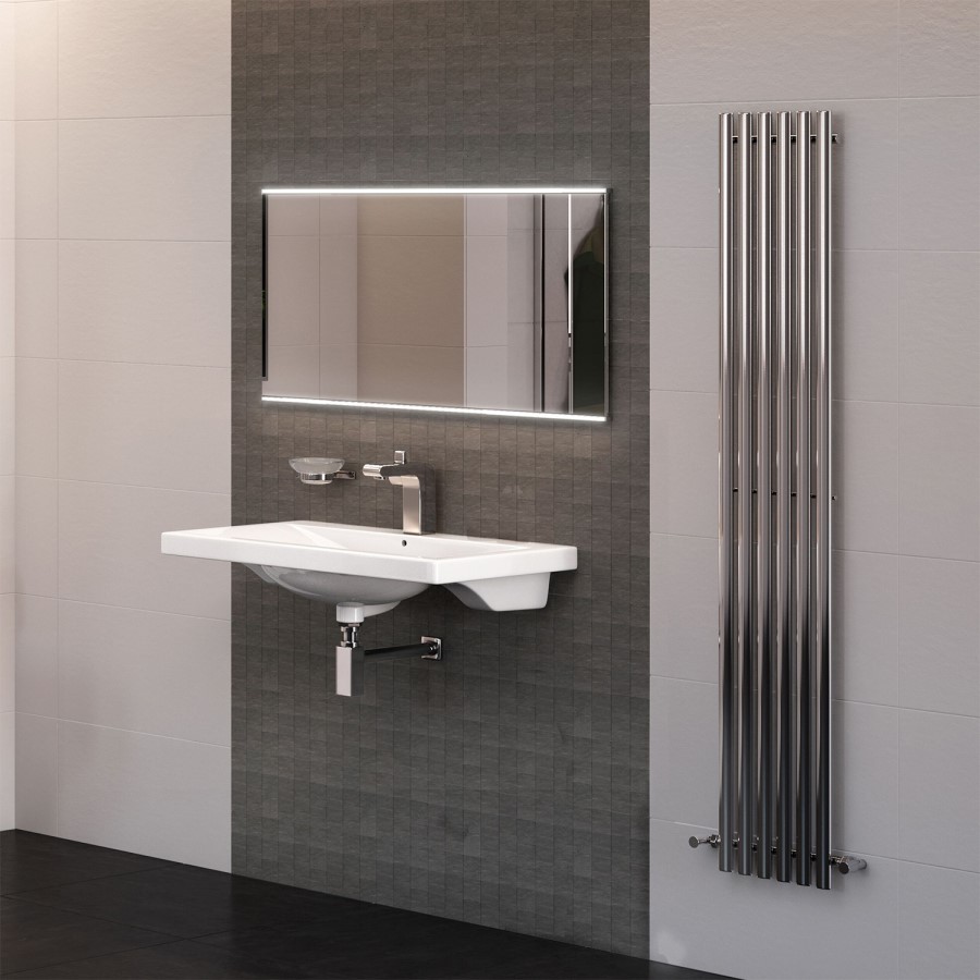Nevada Single Oval Panel Chrome Vertical Radiator - 1600 x 360mm 