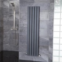 Vega 1600 x 375mm Single Flat Panel Anthracite Vertical Radiator