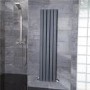 Vega 1600 x 375mm Single Flat Panel Anthracite Vertical Radiator