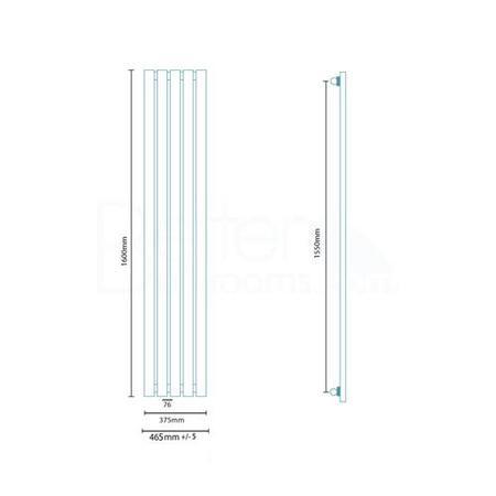 Vega 1600 x 375mm Single Flat Panel Anthracite Vertical Radiator