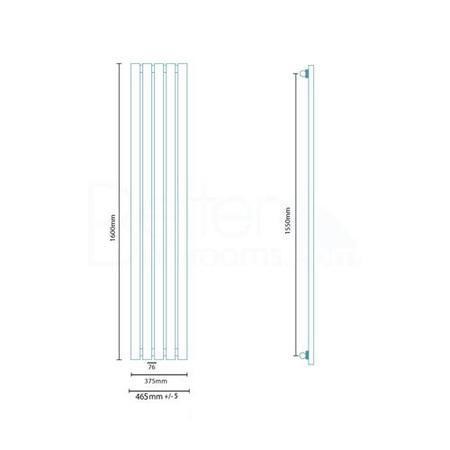 Vega Radiators Vega 1600 x 375mm Single Flat Panel Anthracite Vertical Radiator ...