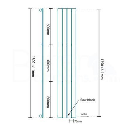 Vega Beta Heat 1800 x 300mm Anthracite Heated Radiator