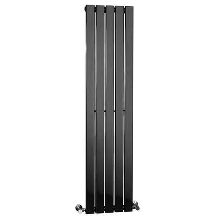 Vega Single Flat Panel 1600 x 375mm Black Vertical Radiator