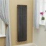Vega 1600 x 450mm Single Flat Panel Black Vertical Radiator