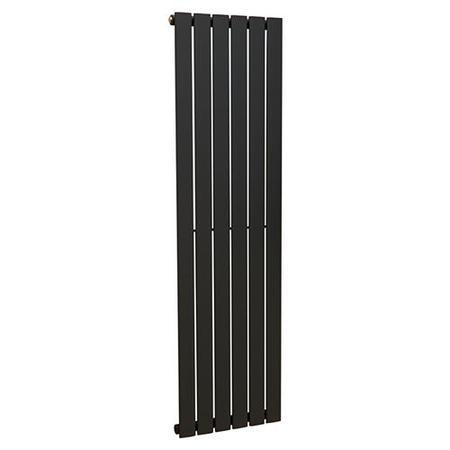 Vega 1600 x 450mm Single Flat Panel Black Vertical Radiator