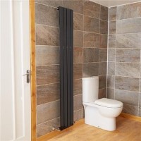Vega 1800 x 300mm Single Flat Panel Black Vertical Radiator